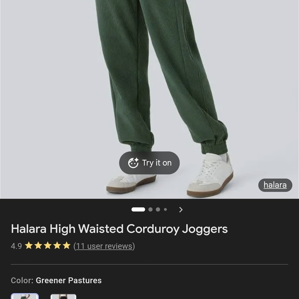 HALARA High Waisted Corduroy Joggers - Green